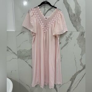 Vintage Shadowline Elegant Pink Lace Nightgown